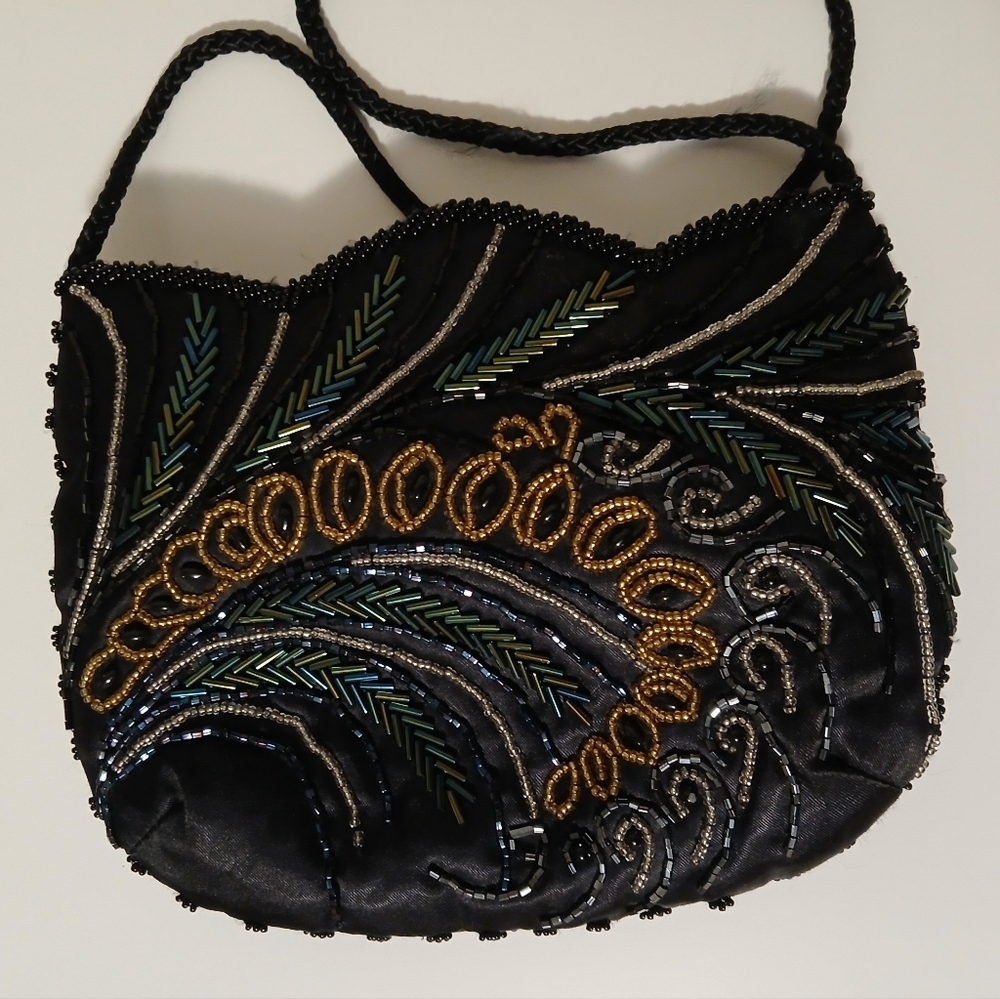 Carolyne Barton Beaded Black Evening Bag‎